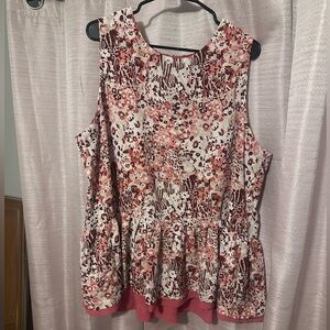 Cotton Bleu Floral Peplum Sleeveless Top